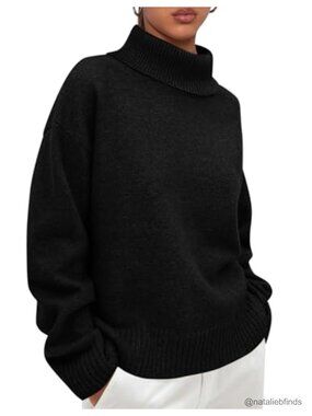 Womens Turtleneck Chunky Knit Pullover Long Sleeve Cozy Winter Sweater